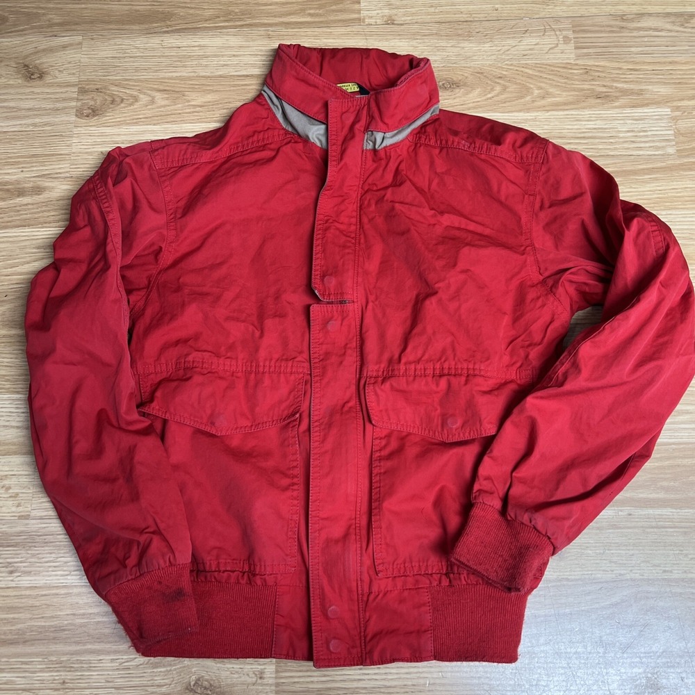 Vintage Bullock Jones Jacket Mens Small Red Made in USA Aviator Twill